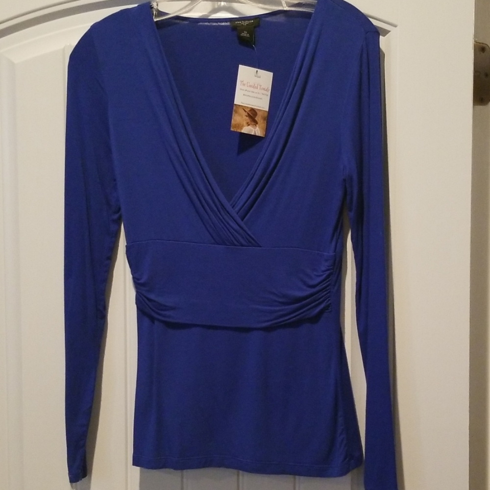 New! Ann Taylor Blue Long Sleeve Top XS